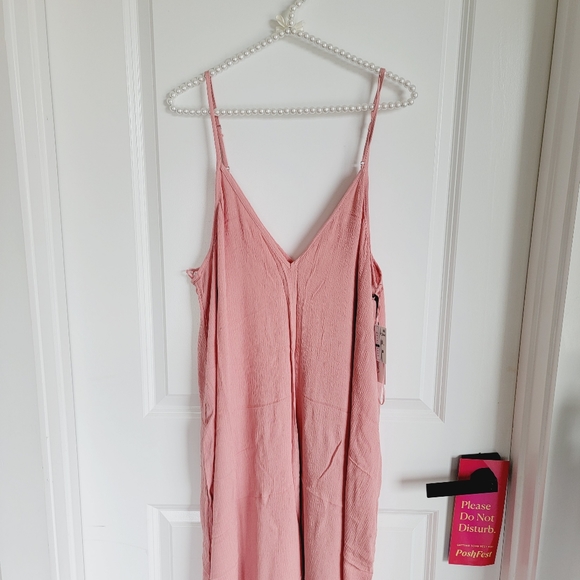 NWT Treasure & Bond Coral Pink Spaghetti Strap Maxi Dress Swim Cover Up Sz XL - Picture 6 of 10